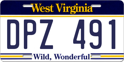 WV license plate DPZ491