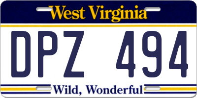 WV license plate DPZ494