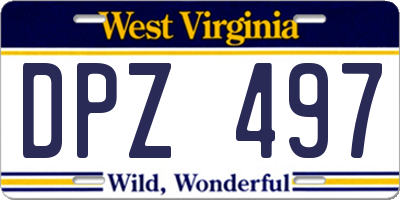 WV license plate DPZ497