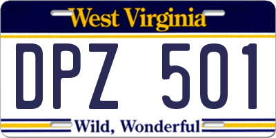 WV license plate DPZ501