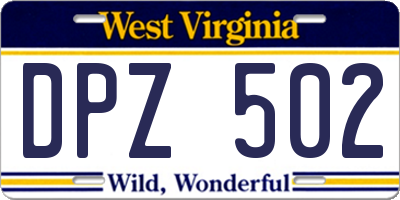 WV license plate DPZ502