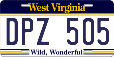 WV license plate DPZ505