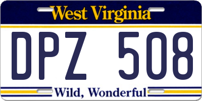 WV license plate DPZ508