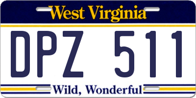 WV license plate DPZ511