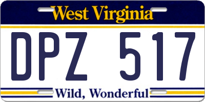 WV license plate DPZ517