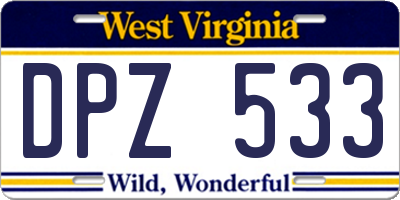WV license plate DPZ533