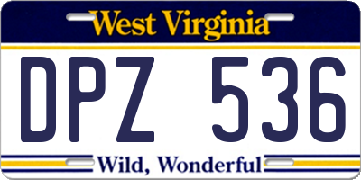 WV license plate DPZ536