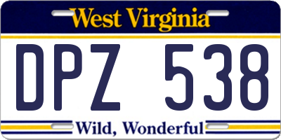 WV license plate DPZ538