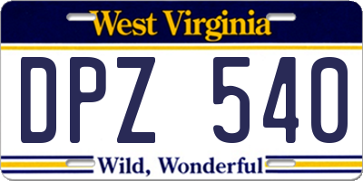 WV license plate DPZ540