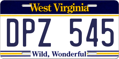 WV license plate DPZ545