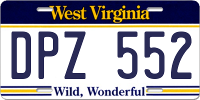 WV license plate DPZ552