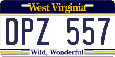 WV license plate DPZ557