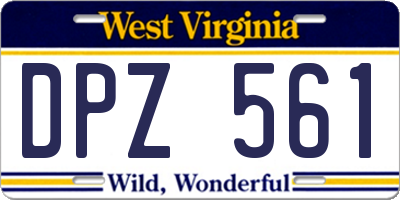 WV license plate DPZ561