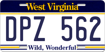 WV license plate DPZ562