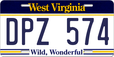 WV license plate DPZ574