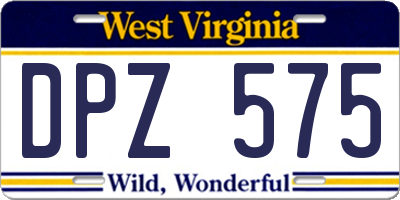 WV license plate DPZ575