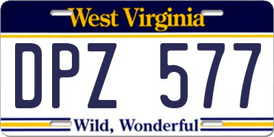 WV license plate DPZ577