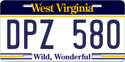 WV license plate DPZ580
