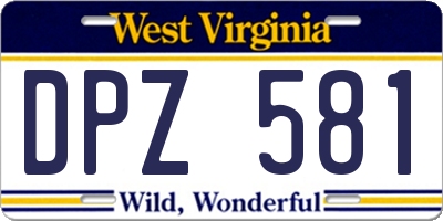 WV license plate DPZ581