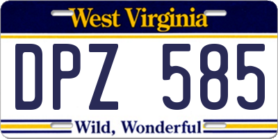 WV license plate DPZ585