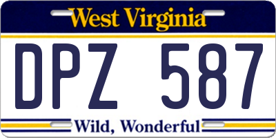 WV license plate DPZ587
