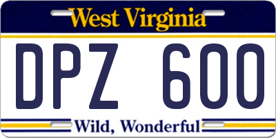 WV license plate DPZ600