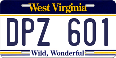 WV license plate DPZ601