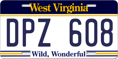 WV license plate DPZ608