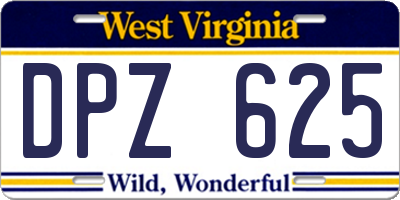 WV license plate DPZ625