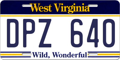 WV license plate DPZ640