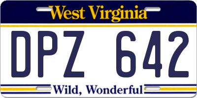 WV license plate DPZ642