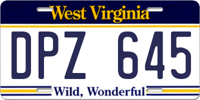 WV license plate DPZ645