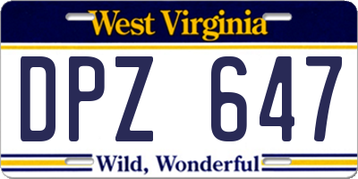 WV license plate DPZ647