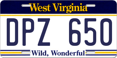 WV license plate DPZ650