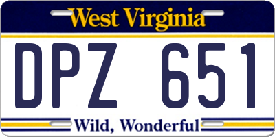 WV license plate DPZ651