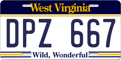 WV license plate DPZ667