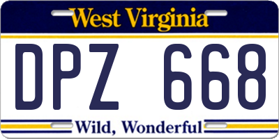 WV license plate DPZ668
