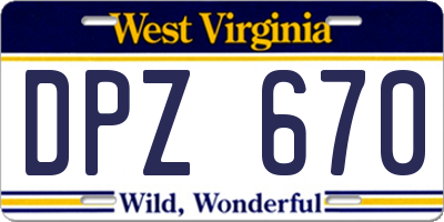 WV license plate DPZ670