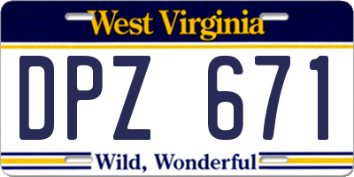 WV license plate DPZ671