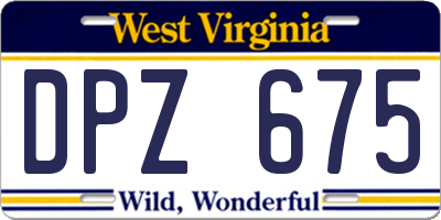 WV license plate DPZ675