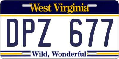 WV license plate DPZ677