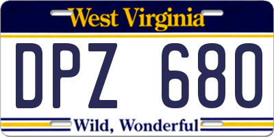 WV license plate DPZ680