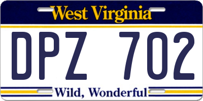 WV license plate DPZ702