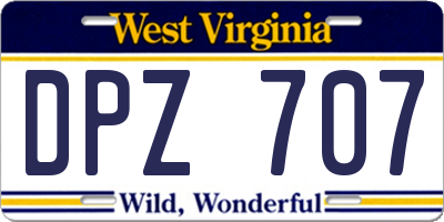 WV license plate DPZ707
