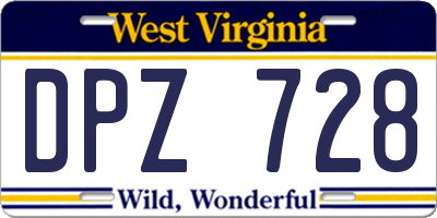 WV license plate DPZ728