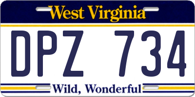 WV license plate DPZ734
