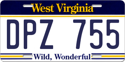 WV license plate DPZ755