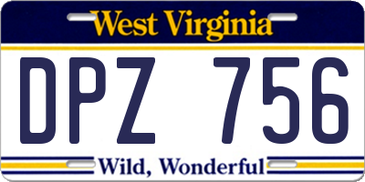 WV license plate DPZ756