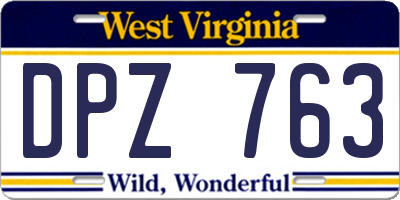 WV license plate DPZ763