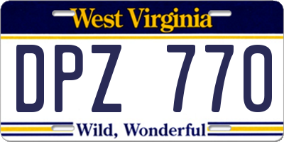 WV license plate DPZ770